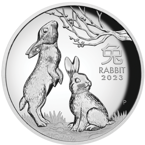Australia 2023 $1 Year of the Rabbit 1oz Silver Proof High Relief Coin - Lunar Series III Perth Mint