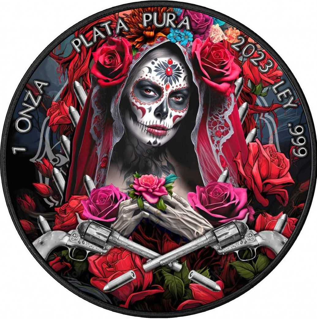 Mexico 2023 1 Onza Libertad SANTA MUERTE 1 Oz .9999 Coloured Silver coin Reverse