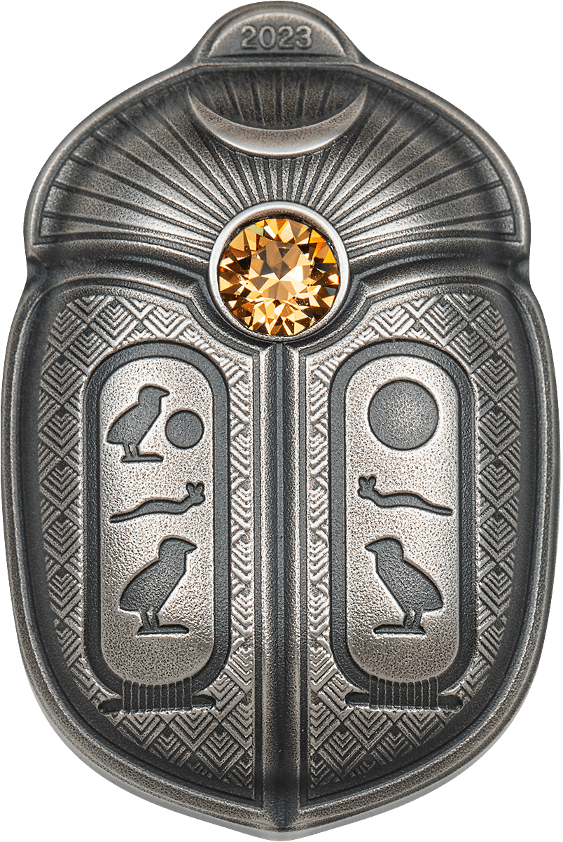 Palau 2023 $5 SCARAB Cheops 1 oz Antique .9999 Silver Coin CIT Smartminting®