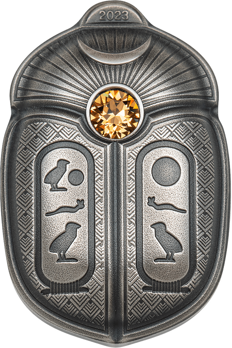Palau 2023 $5 SCARAB Cheops 1 oz Antique .9999 Silver Coin CIT Smartminting®