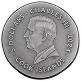 Cook Islands 2024 $5 Gryphon 1oz .999 Silver Antique Coin 999 Minted
