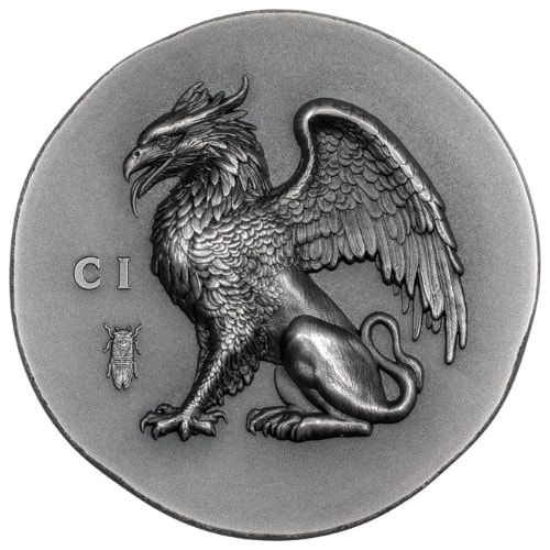 Cook Islands 2024 $5 Gryphon 1oz .999 Silver Antique Coin 999