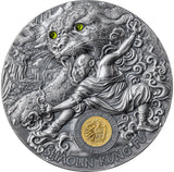 Niue 2023 $5 Shaolin Leopard Kung Fu Martial Art Styles Swarovski Crystal 2 Oz Antique Silver Coin