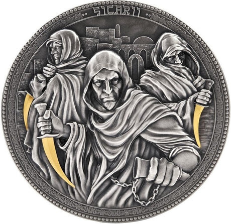 Niue 2022 $5 SICARII Assassins Gold Plating 2oz Antique Silver Coin