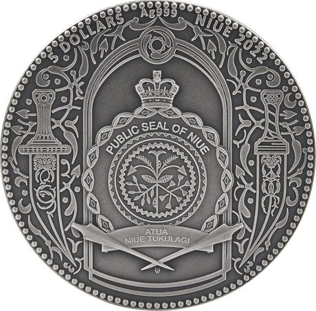 Niue 2022 $5 SICARII Assassins Gold Plating 2oz Antique Silver Coin