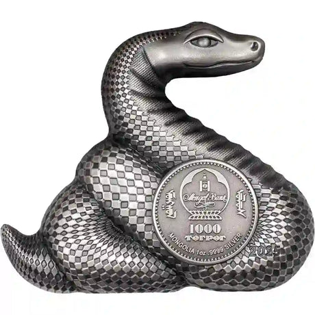 Mongolia 2025 1000 Togrog NIMBLE SNAKE Lunar Collection 1 Oz Antique Silver Coin CIT Smartminting®