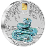 Australia 2025 $30 Year of the Snake 1 kilo.9999 Silver Coloured Coin with Gold Privy Mark PERTH MINT