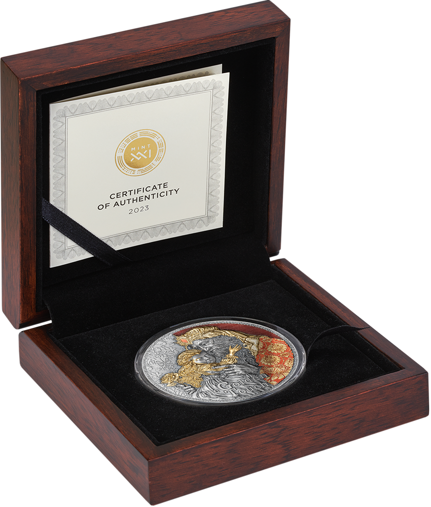 Cameroon 2023 2000 Francs CFA Twists of Destiny Series THE GOLDEN TOUCH 2 oz Antique Silver Coin