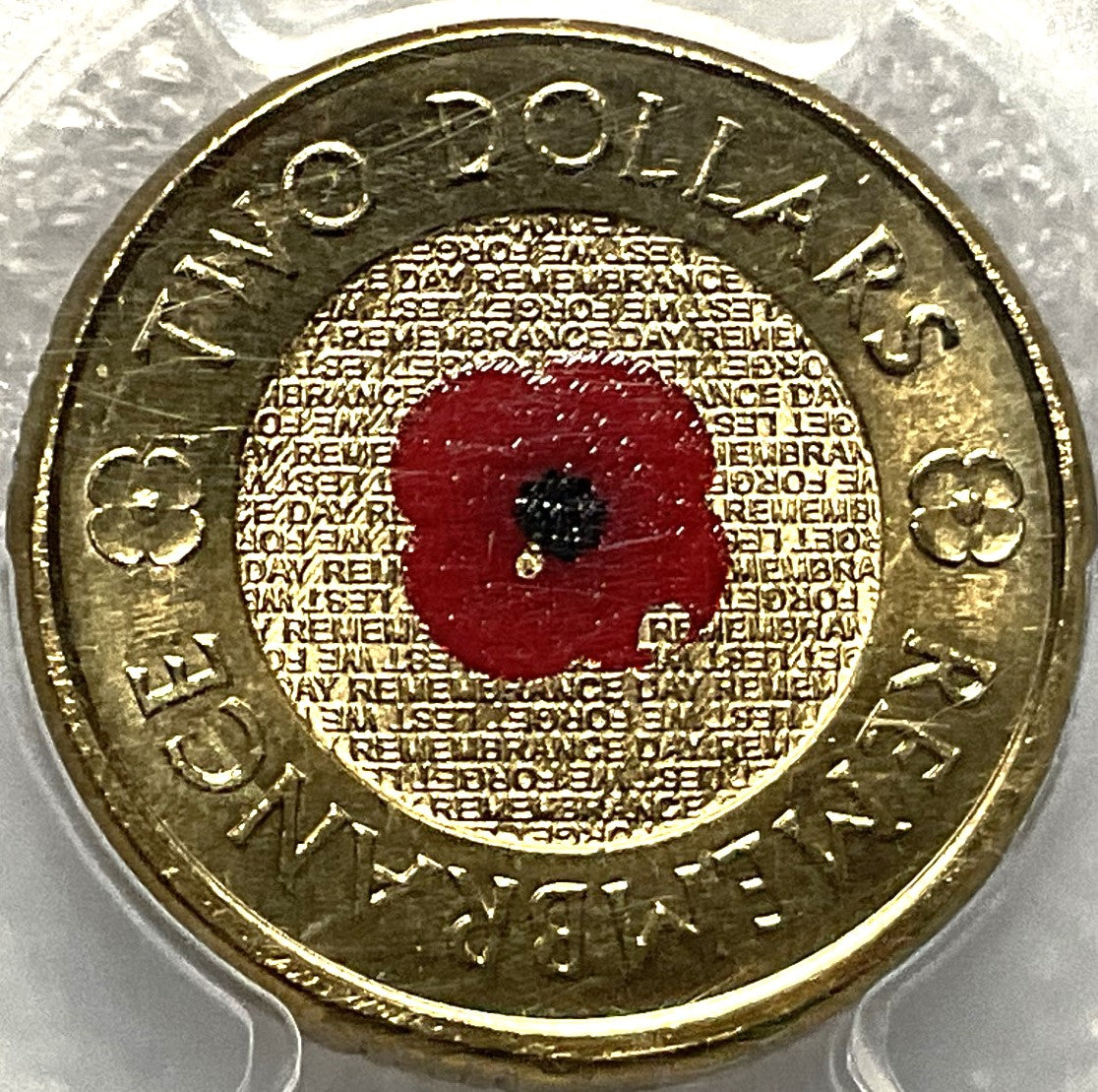 Australia 2012 $2 Remembrance Day Coloured Red Poppy PCGS MS66