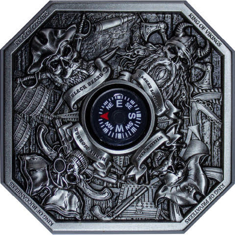KOMSCO South Korea 2024 The Kings of Pirates 2 oz .999 Silver Antiqued Stacker Obverse