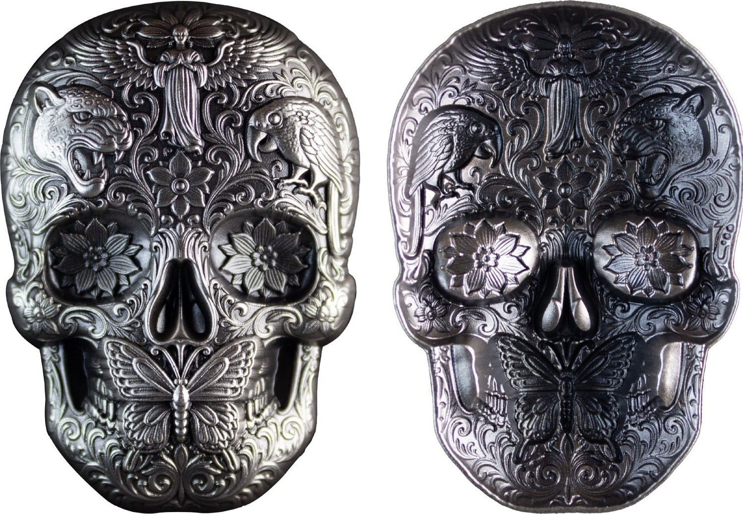 PRE-ORDER South Korea 2026 KOMSCO CALAVERA de PLATA Skull Silver Antiqued UHR Stacker Obverse and Reverse