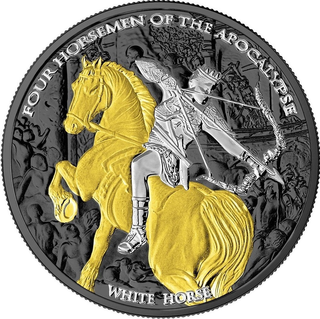 Carpathians 2023 5 Thalers White Horse- Four Horsemen of the Apocalypse 1 Oz Silver Proof Coin