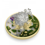 Canada 2022 $5 WHITE SHEEP Murano Glass Series Maple Leaf 1 oz .9999 Colourised Silver