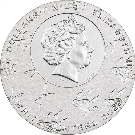 Niue 2022 $5 White Tiger White Hunters 3 Oz Silver Coin