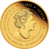 Australian Lunar Series III 2024 $25 Year of the Dragon 1/4oz .9999 Gold Proof Coin Perth Mint Obverse