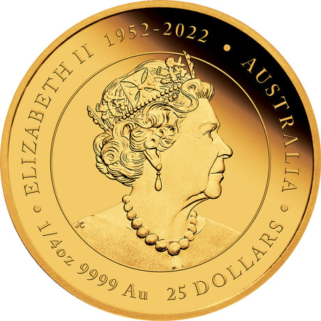 Australian Lunar Series III 2024 $25 Year of the Dragon 1/4oz .9999 Gold Proof Coin Perth Mint Obverse
