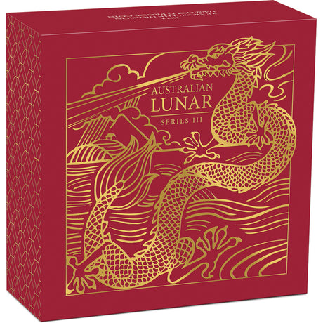 Australian Lunar Series III 2024 $25 Year of the Dragon 1/4oz .9999 Gold Proof Coin Perth Mint Shipper box