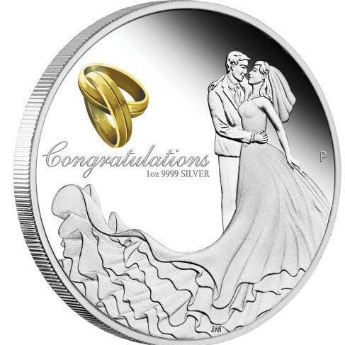 Australia 2021 $1 Wedding 1oz .9999 Silver Proof Coin Perth Mint