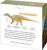 Australia Dinos Down Under 2022 $10 Australian Dinosaurs C Mintmark 1/10oz Gold Proof Coin Back of Box
