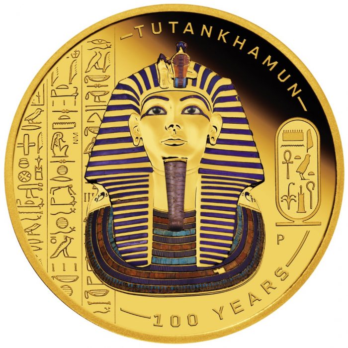 Tuvalu 2022 Tutankhamun Discovery 100 Year Anniversary 2022 1oz Gold Proof Coloured Coin Perth Mint