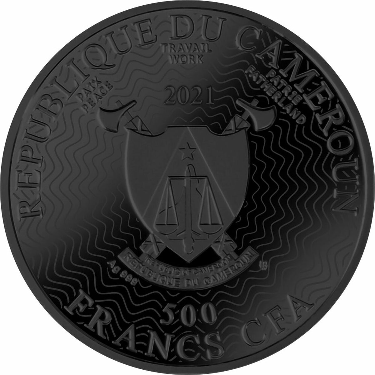 Cameroon 2021 500 Francs Silver Ruthenium Proof Coin - Solar System Series - The Sun - with Magnifying Lens Coloured