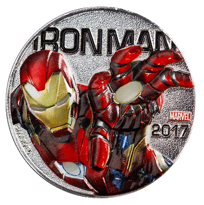 Fiji 2017 50 Cent Half Dollar Coloured Uncirculated Iron Man Marvel Light-Ups