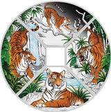 Tuvalu 2022 $1 Year of the Tiger Coloured Quadrant 4 x 1oz Silver Proof Four-Coin Set Perth Mint