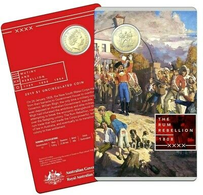 Australia 2019 $1 Uncirculated Mutiny and Rebellion - The Rum Rebellion Carded