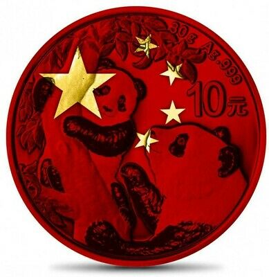 China 2021 10 Yuan Space Red Panda Gold Plate 30 grams Silver
