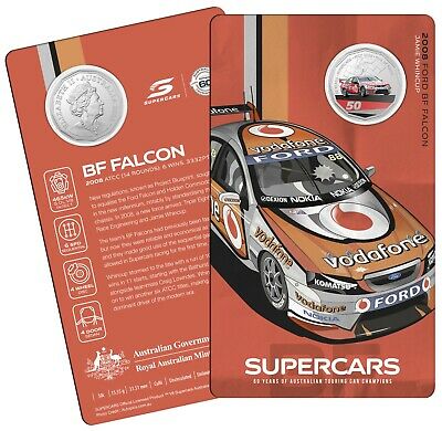 Australia 2020 50 Cent Coloured Uncirculated60 Years of Supercars 2008 Ford BF Falcon