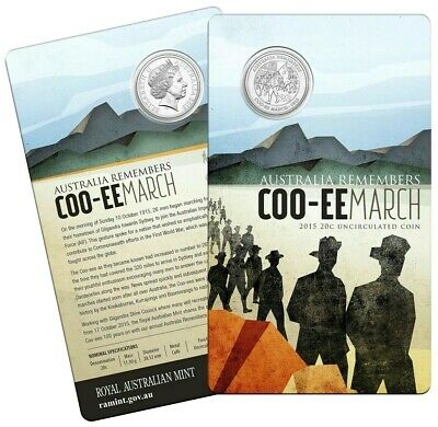 Australia 2015 20 Cent Uncirculated Australia Remembers "Coo-ee" March Carded