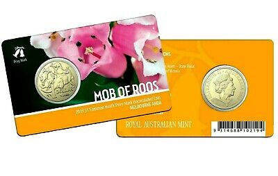 Australia 2019 $1 Uncirculated 'Common Heath' Privy Mark Melbourne ANDA Show Mob of Roos