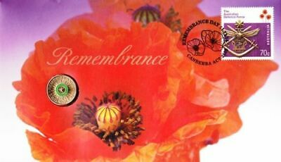 Australia 2014 $2 Green Coloured Uncirculated Remembrance Centenary of the ADF Stamp and Coin Cover PNC