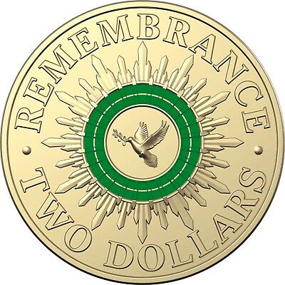 Australia 2018 $2 Green Coloured Uncirculated 30th Anniversary Remembrance