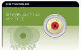 Australia 2018 $2 Coloured Uncirculated Remembrance Day Armistice Centenary Red Poppy Coin Pack