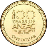 Australia 2017 $1 Uncirculated 100 Years of ANZAC The Spirit Lives Dollar