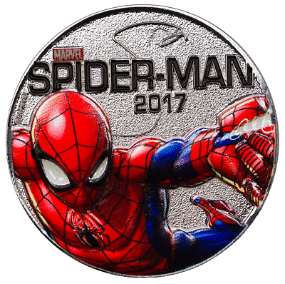 Fiji 2017 50c Half Dollar Spider Man Marvel Light-Ups Coloured Uncirculated