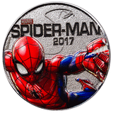 Fiji 2017 50c Half Dollar Spider Man Marvel Light-Ups Coloured Uncirculated