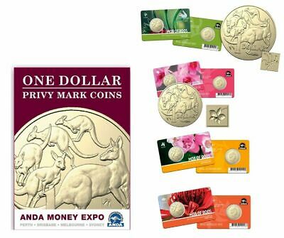 Australia 2019 $1 Uncirculated ANDA Expo Privy Mark Collection Set in Folder Native Australian Flowers