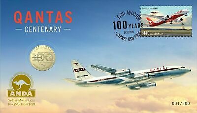 Australia 2020 ANDA $1 Uncirculated QANTAS Stamp & Coin Cover PNC 265/500