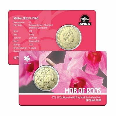 Australia 2019 $1 Uncirculated ANDA Cooktown Orchid Privy Mark