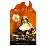 Australia 2008 $1 Uncirculated St Mary MacKillop Inspirational 1st Australian Saint Carded