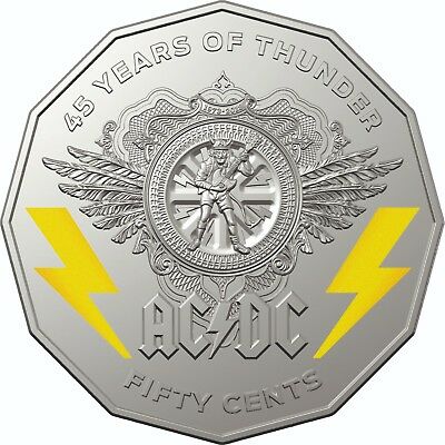Australia 2018 50 Cent AC/DC 45 Years of Thunder Coloured
