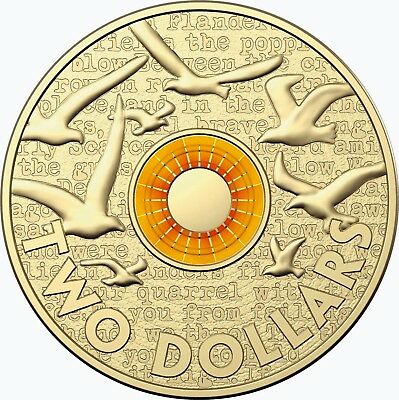 Australia 2018 $2 Orange Coloured Uncirculated 30th Anniversary Remembrance