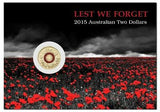 Australia 2015 $2 ANZAC Lest We Forget Red Coloured Uncirculated Coin Pack