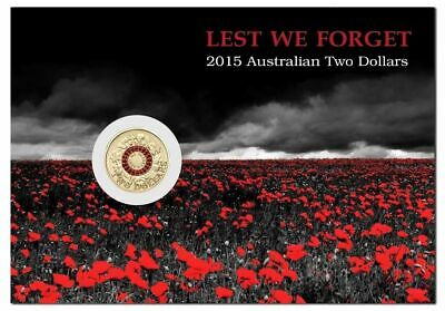 Australia 2015 $2 ANZAC Lest We Forget Red Coloured Uncirculated Coin Pack