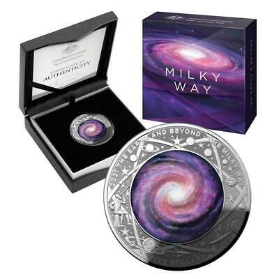 Australia 2021 $5 Coloured Proof The Earth and Beyond The Milky Way Domed 1 Oz Fine Silver