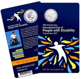 Australia 2017 20 Cent Frosted Uncirculated 25th Anniversary of International Day of People with Disability Carded