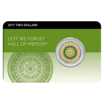 Australia 2017 $2 Coloured Uncirculated Lest We Forget ANZAC Hall of Memory  Coin Pack