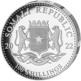 Somalia 2022 100 Shillings Somalian Elephant 1oz 99.99% Pure Silver High Relief Proof Coin